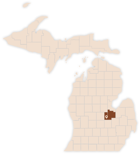 Map highlighting Isabella County, Michigan